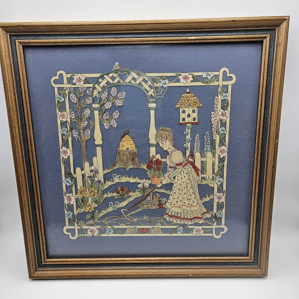 Vtg PA German Folk Art Fraktur-Scherenitte Sissor Cut Wall Art Signed